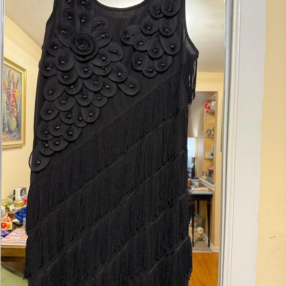 Elegant Black Fringe Dress - Picture 2 of 2